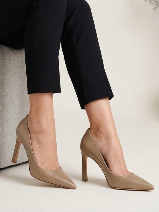 MICHAEL Michael Kors Shoes - MICHAEL Michel Kors Womens Birch Amara Taupe Leather Pointed Toe Pump